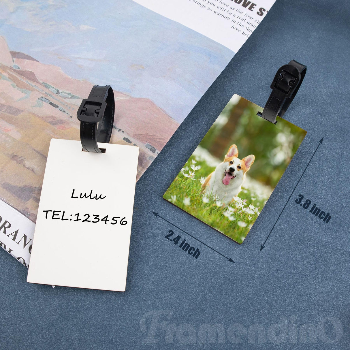 Framendino, 30 Pack Rectangular Sublimation Luggage Tag Blanks Travel Bag Tags with Double Sided Strap Framendino