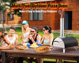 Multi-Fuel Pizza Oven Outdoor, 12" Portable Wood and Gas Fired Pizza Oven with Thermometer,Gas Hose & Pizza Stone,Heats up to 1000°F,Stainless Steel Pizza Oven for Backyard or Camping (Black) WOOCIT