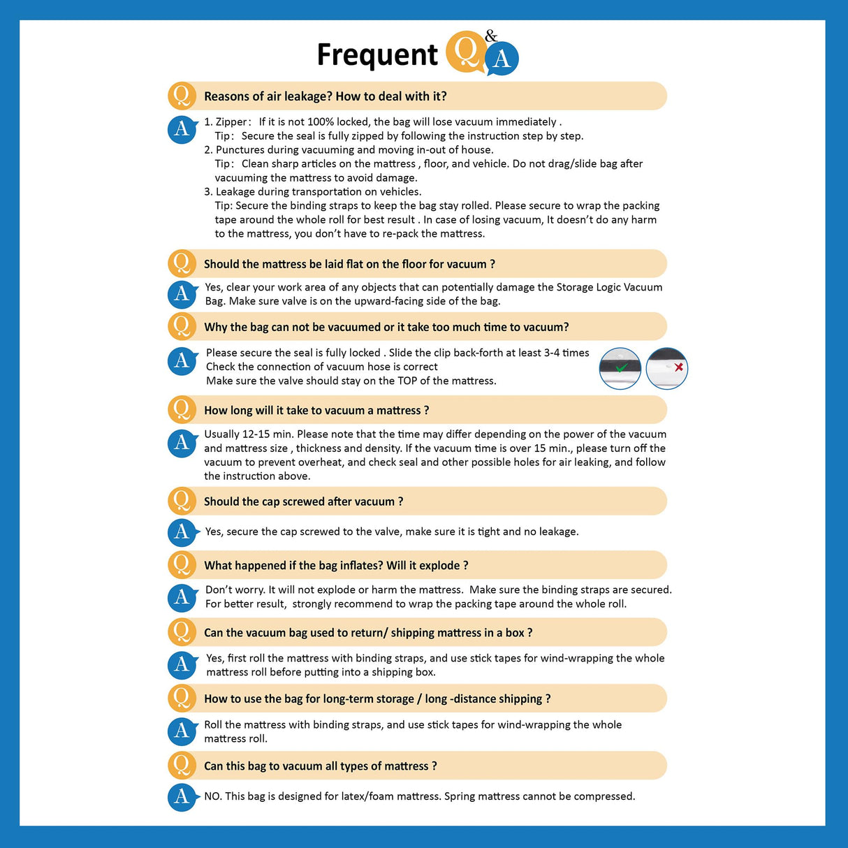 Queen/Full/Full-XL Foam Mattress Vacuum Bag for Moving, Vacuum Seal Mattress Bag with Straps Storage Logic