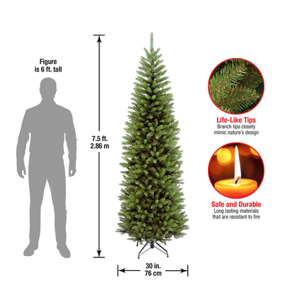 National Tree Company Artificial Slim Christmas Tree, Green, Kingswood Fir, Includes Stand, 7.5 Feet