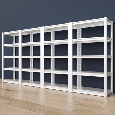 Raybee 72" Garage Shelving Heavy Duty Garage Storage Shelves 2000LBS Heavy Duty Shelving Unit Adjustable 5-Tier Metal Shelf White Commercial Storage Racks for Warehouse Pantry 72"x31.7''x16.3'' 4 Pack Raybee