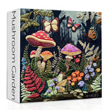 Mushroom Garden Puzzles for Adults 1000 Pieces, Forest Mushroom Butterfly Jigsaw Puzzles, Flowers Nature Plant Embroidery Puzzle as Home Decor PPuzzling