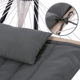 SUNCREAT Hammocks 2 Person Hammock with Hardwood Spreader Bar, Double Rope Hammock with Polyester Pad, Dark Gray SUNCREAT