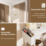 KAI-ROAD Makeup Vanity Desk with Mirror and Lights - Small White Vanity Table with Chair, Power Outlet, Modern Make Up Vanitys Desks Set, Dressing Table for Girls Bedroom KAI-ROAD
