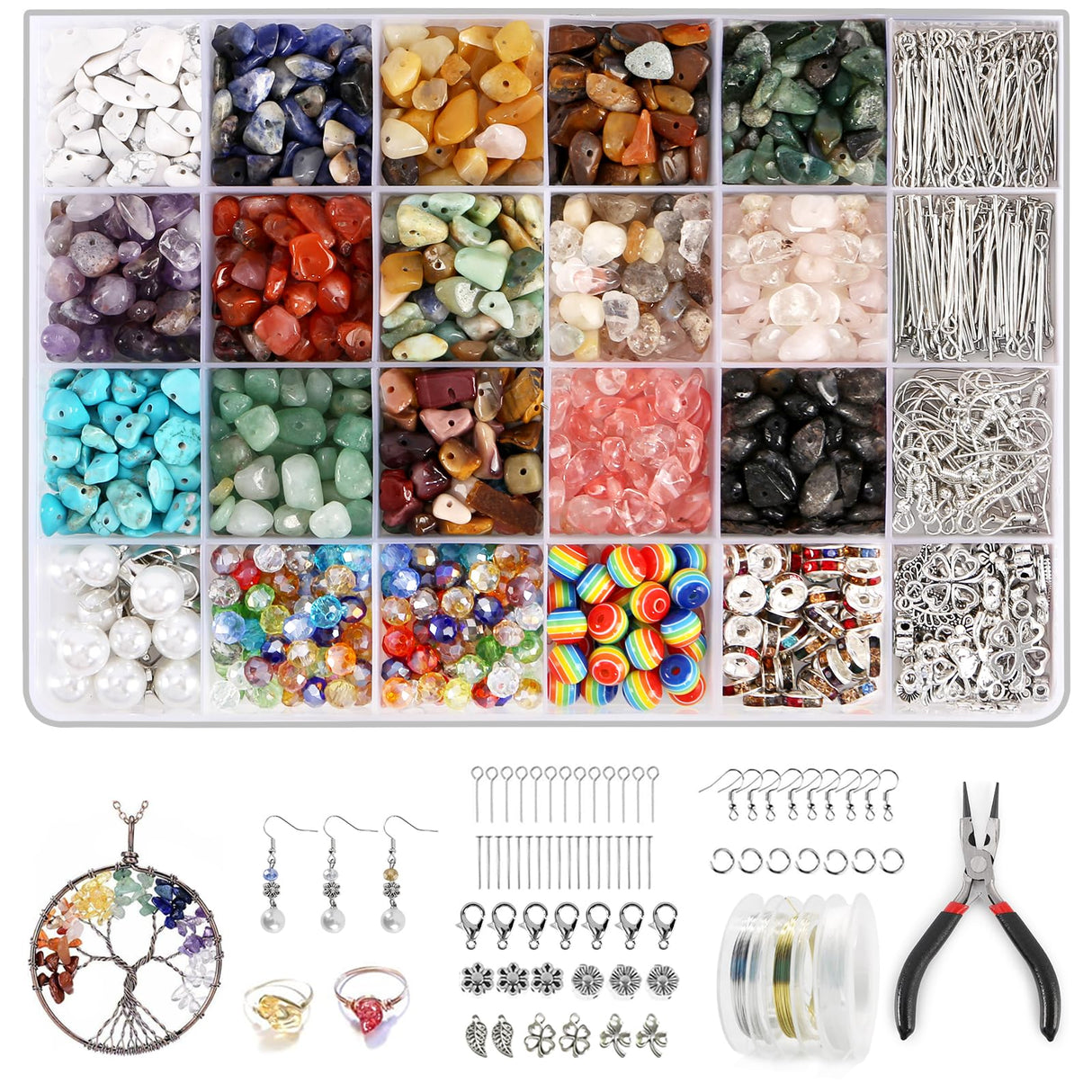 RUOMOXI Y Jewelry Making Supplies Kit for Adults - 1200 Crystal Beads, Jewelry Pliers, Earring Hooks, Necklace Clasp, Beading Wire - DIY Bracelets/Earrings/Rings for Beginners & Professional RUOMOXI Y