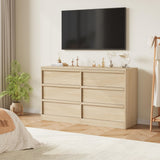 GAOMON 6 Drawer Dresser for Bedroom, Wooden Double Dresser Organizer with Storage Freestanding, Modern Chest of Drawers for Bedroom, Living Room, Nursery - Natural GAOMON