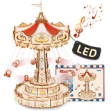 ROKR 3D Puzzles for Adults-STEM Projects for Kids-LED Swing Ride Model Building Kit-Music Box DIY Kit-Gift for Kids and Adults ROKR