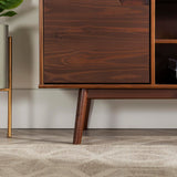 Walker Edison Modern 2-Door Solid Wood Stand for TVs up to 65 Inches, 58 Inch, Walnut Walker Edison