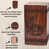 Tamanna crafts Handcrafted Rosewood Urn For Human Ashes - Beautifull Moon And Deer Tree Wooden Box - Cremation Urn For Pets Handmade Burial Urn Box Tamanna crafts