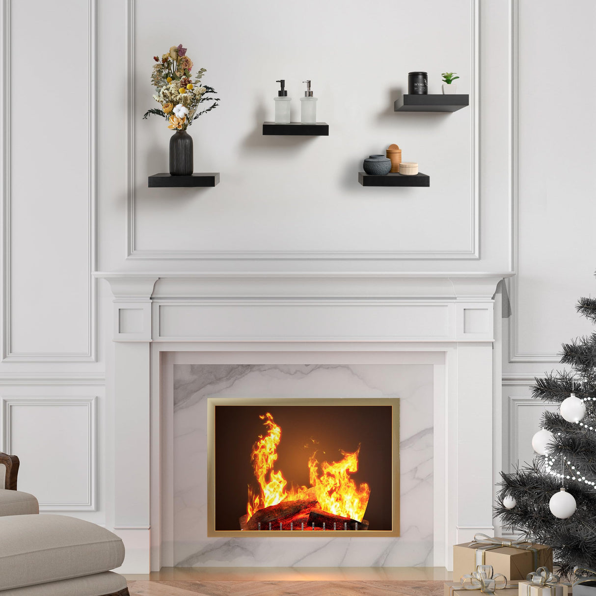 Sorbus Square Floating Shelf for Wall - 4 Small Shelves with Invisible Mounting Brackets for Living Room Decor, Bedroom, Bathroom Decor, Home & Kitchen - 9" Wall Shelf to Display Photos Trophies Sorbus