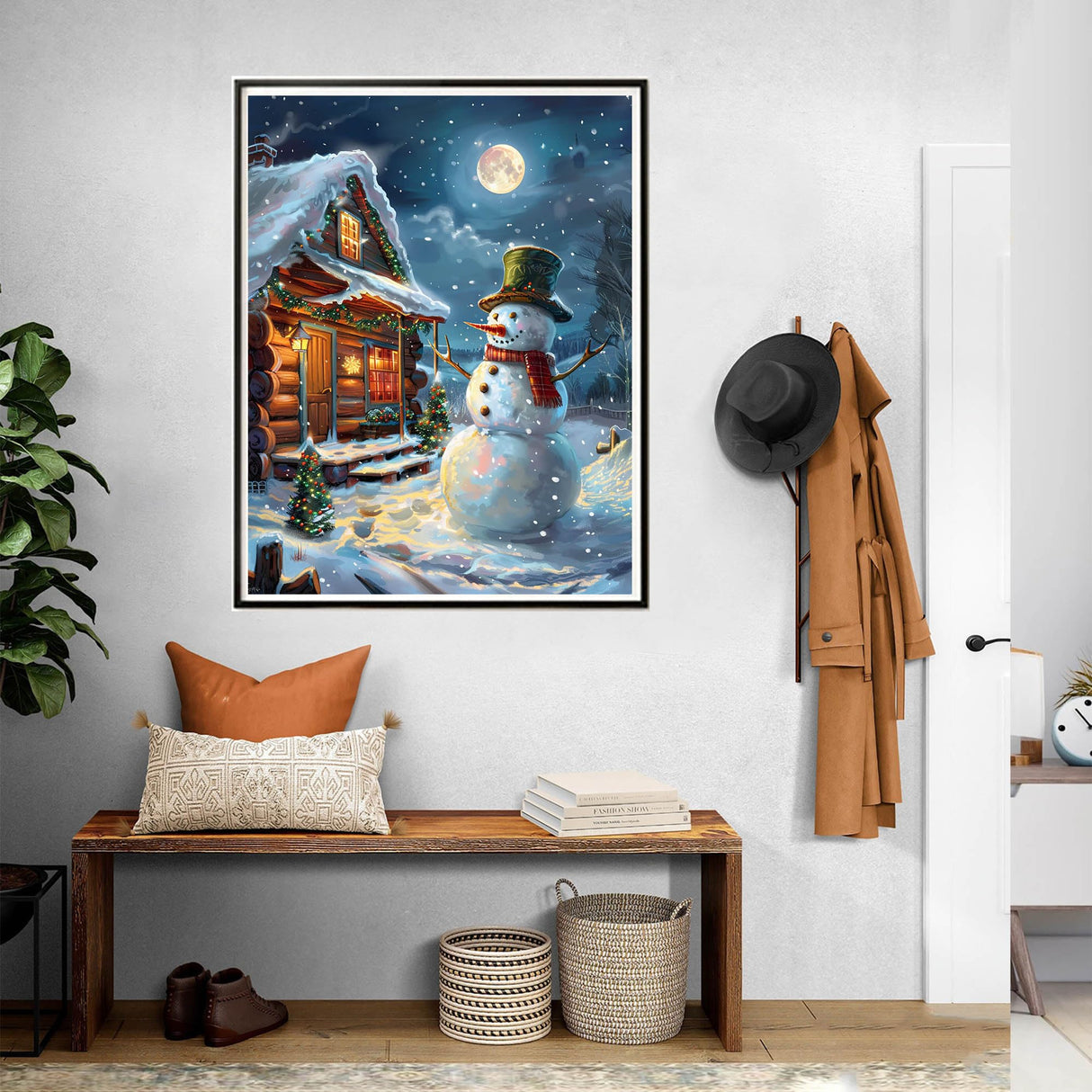SKRYUIE Paint by Numbers Kit for Adults Beginner Snowman, Acrylic Christmas Oil Painting by Numbers Kits with PaintBrushes Paintwork Art Crafts Canvas for Home Decor 16x20 inch d3 SKRYUIE