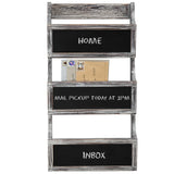 MyGift Wall Mounted Torched Solid Wood Magazine and Mail Holder Organizer Rack with 3 Slots and Chalkboard Labels MyGift
