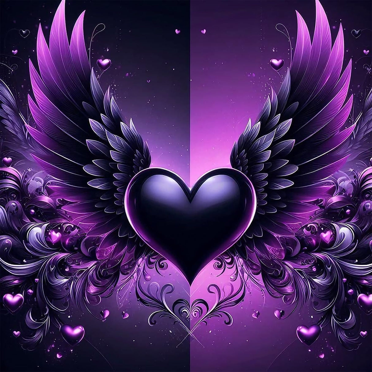 ijbnhd Angel Wings Diamond Art Kits for Adults - Purple Heart Diamond Painting Kits for Beginners, DIY Heart Gem Art Crafts Full Round Drill for Home Walls Decor 12X12Inch ijbnhd