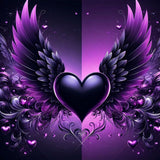 ijbnhd Angel Wings Diamond Art Kits for Adults - Purple Heart Diamond Painting Kits for Beginners, DIY Heart Gem Art Crafts Full Round Drill for Home Walls Decor 12X12Inch ijbnhd