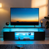 Cubehom Black TV Stand 65 inch,LED TV Stand,Glass Entertainment Center TV Stand, TV Console Tables for Living Room,Bedroom,Home Office Cubehom