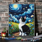 Lovepefe Starry Night Paint by Numbers Kit for Adults Beginner Cat Oil Painting Kit Adult Paint by Number Kits on Canvas DIY Painting for Beginners Art by Numbers for Gifts Home Wall Decor 16x20 Inch Lovepefe