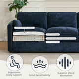 Tbfit 89" Cloud Modern Sofa, Comfy 3-Seater Couch w/Pillows, Pocketed Spring Seats, Plush Foam Cushions, Chenille Fabric Removable Cover, Soft Upholstered Living Room Furniture Home Apartment, Blue Tbfit