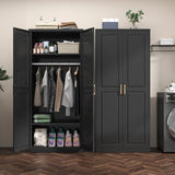 TIMELESS PIECES Metal Wardrobe Cabinets,Black Armoire Wardrobe Closet with Hanging Rod,Clothes Storage Cabinet with Adjustable Shelves and Doors,Clothing Cabinet for Bedroom, Office, Laundry Room TIMELESS PIECES