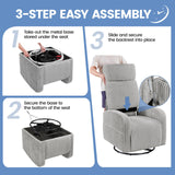 Yaheetech 360° Swivel Glider Chair for Nursery, Rocking Chair Nursing Chair with Side Pockets, Corduroy Glider for Living Room with High Back Light Gray Yaheetech