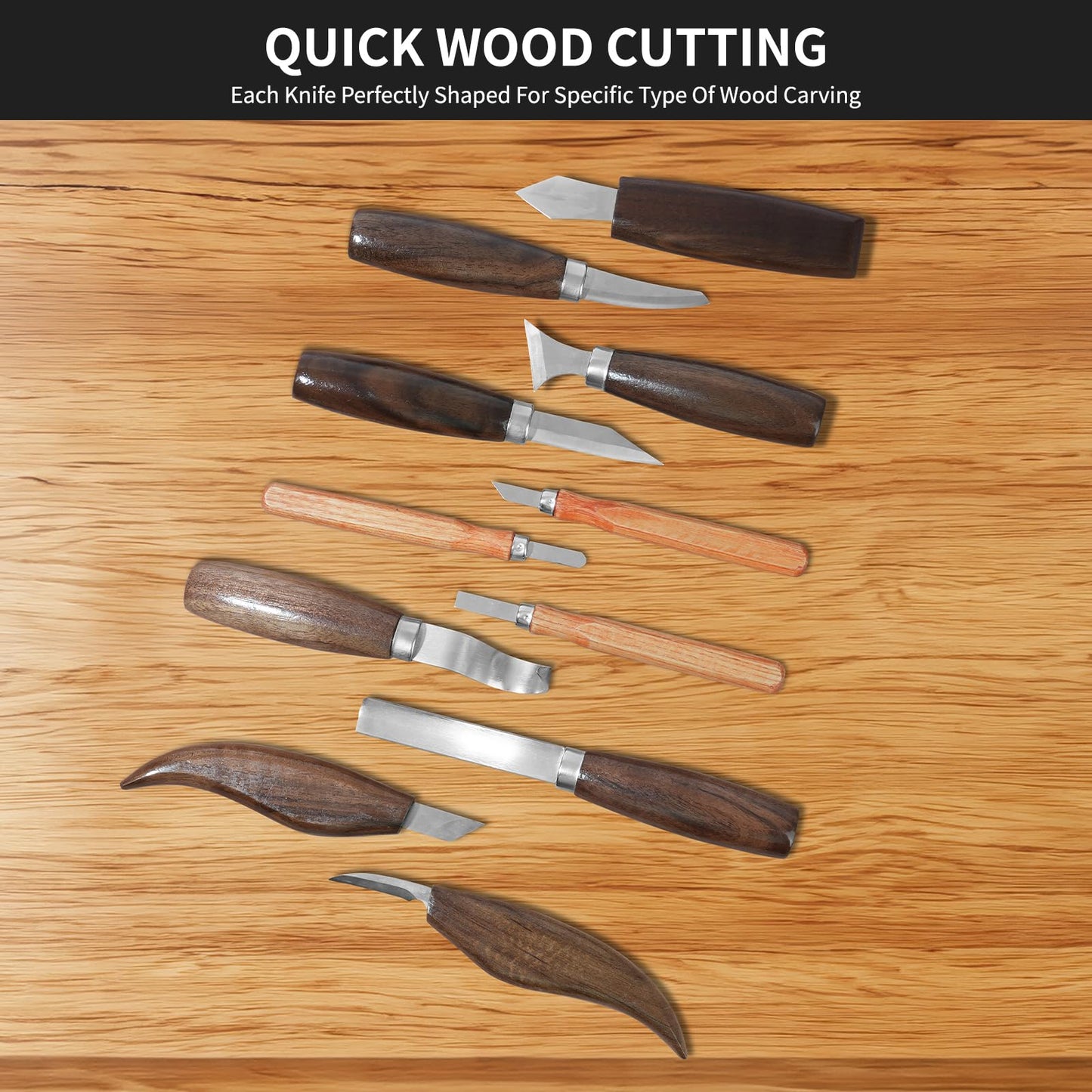 Wood Carving Tools Sets Deluxe Wood Carving Kit Wooden Carving Knife Wood working Carving Knife Tools Set with Large Leather Case For Beginner and Carpenter Experts - WoodArtSupply