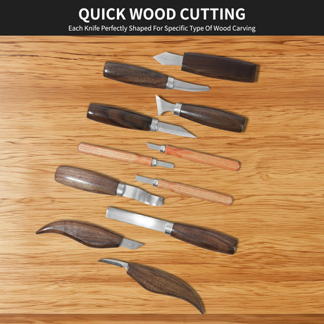 Wood Carving Tools Sets Deluxe Wood Carving Kit Wooden Carving Knife Wood working Carving Knife Tools Set with Large Leather Case For Beginner and Carpenter Experts SEYHAKI