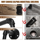 GILPWA Industrial Pipe Shelving 2 Tiers 24in Bathroom Floating Shelves Wall Mounted with Paper Storage Basket Retro Wood Floating Shelf Sundries Holder for Home Decor Livingroom Bedroom GILPWA