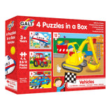 Galt Toys, 4 Puzzles in a Box - Vehicle Themed, Multi Sized/Piece Puzzles, Ages 3 Plus Years Galt