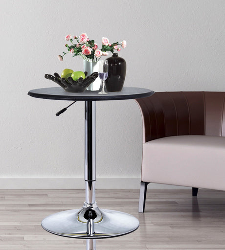 HOMCOM 25" Round Bar Table, Adjustable Height and 360° Swivel Pub Table for Living Room Dining Room Bar Bistro, Black HOMCOM