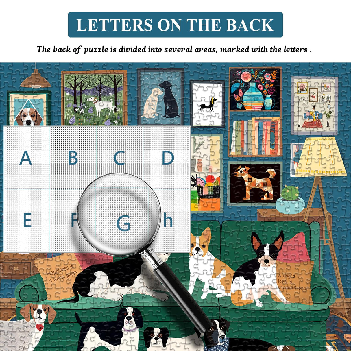 Dog Puzzles for Adults 1000 Pieces, Animal Puppy Puzzle Modern Art Puzzle, Dog Jigsaw Puzzle as Funny Home Decor, Challenging Puzzles for Adults PICKFORU