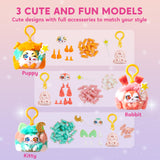 Klever Kits DIY Plush Keychain Making Craft, DIY Arts & Craft Set with 3 Models, Create Your Own Stuffed Keychain for Boys and Girls Ages 6 7 8 9 Klever Kits