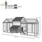 PawHut 100" Chicken Coop Wooden Chicken House Large Rabbit Hutch Poultry Cage Hen Pen Backyard with Double Run, Nesting Box PawHut