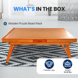 SereneLife Wooden Jigsaw Puzzle Table with 6 Removable Sliding Storage Drawers and Foldable Legs, Smooth Plateau Fiberboard Work Surface and Reinforced Hardwood, for Games and Puzzles, Kids&Adults SereneLife
