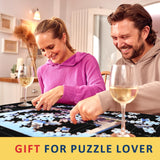 Jigsaw Puzzle Mat Roll Up Fits 2000 1500 1000 Pieces Puzzles, Large Pad Portable Table Non-Slip Board Saver Mats with 2 Sorting Trays, Inflatable Tube, 3 Straps, Keeper Storage Bag, Adults Kids Gifts Genovega