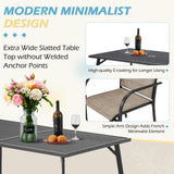 AECOJOY 5 Piece Patio Table and Chair Set for 4, Outdoor Dining Set Includes 51.2" Rectangle Table with 1.73" Umbrella Hole, 4 Stackable Textilene Chairs, for Garden, Backyard and Poolside, Dark Gray AECOJOY