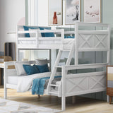Merax Convertible Twin Over Full Bunk Bed with Ladder and Safety Guardrail in White Merax