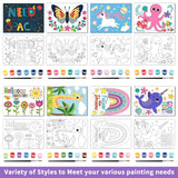 8 Packs 5x7 Pre Drawn Canvas Set,Paint by Numbers for Kids,48 Paints 8 Brushes 2 Easels,Pre-Printed Acrylic Oil Painting Kit Ages 8-12 9-12 4-8 goldentime