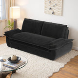 Lyngins 73.2 Inch Queen Size Sleeper Sofa Bed, 3 in 1 Convertible Pull Out Couch Velvet Loveseat Sofa Couch Bed with Pillow for Apartment, Bedroom, Living Room, Black Lyngins