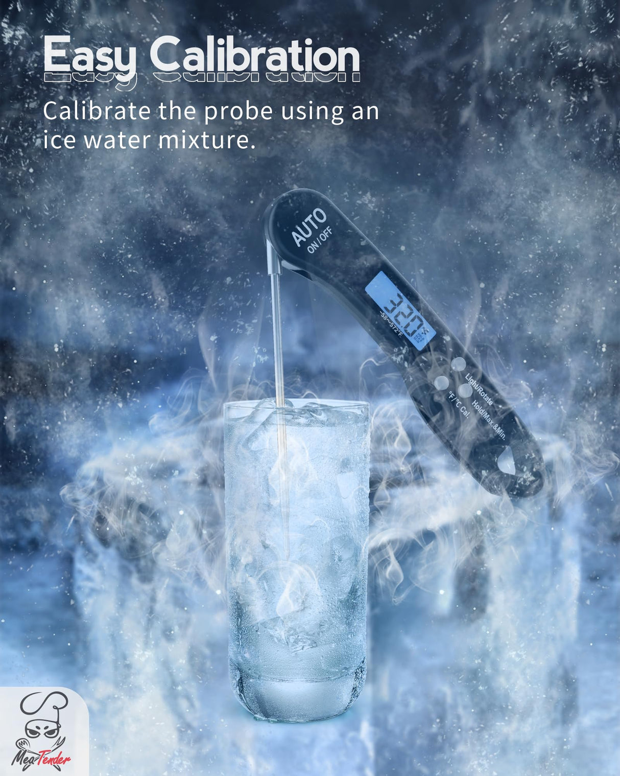 Digital Meat Thermometer for Grilling and Cooking - Instant Read Food Thermometer with Backlight & Inverted Display, for Kitchen, Deep Fry, BBQ, Grill, Baking, Bread, Sourdough, Candy Meatender