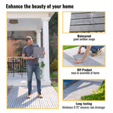 10 PCS Light Gray Acacia Wood Interlocking Deck Tiles, 12" x 12" Outdoor Striped Pattern Flooring for Patio, Balcony, Porch, Garden, Poolside Sailret