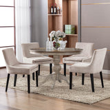 COLAMY Modern Dining Chairs Set of 6, Upholstered Corduroy Accent Side Leisure Chairs with Mid Back and Wood Legs for Living Room/Dining Room-Beige COLAMY