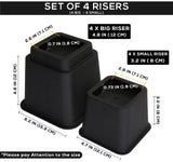 Utopia Bedding Adjustable Bed Furniture Risers - Elevation in Heights 3, 5 or 8 Inch Heavy Duty Risers for Beds - Supports up to 1,300 lbs - (Set of 4 Riser, Black) Utopia Bedding