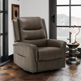 COLAMY Oversized Leather Recliner Chair, 360°Swivel Rocking Manual Recliner with Thick Cushioned Padding Backrest and Wide Seat - Lightbrown COLAMY