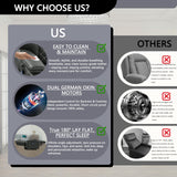 PUG258Y Power Lift Recliner for Seniors: 9988 High Density Foam Lift Chair With Heat and Massage, Reclining To 180, 2 Pockets Cup Holders, 2 Remote Controls, Dual OKIN Motors - Breathable Leather Gray PUG258Y