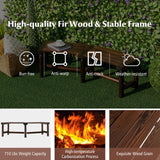 Giantex Rustic Brown Curved Outdoor Bench for 2 - Stylish Fire Pit Chair with Fir Wood Surface and Pine Legs Giantex