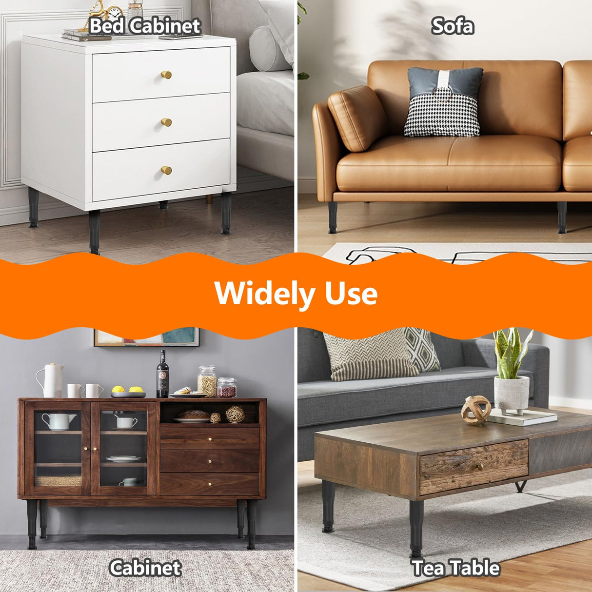 4 PCS (8.3"-14.5") Adjustable Bed Frame Support Legs, Frame Center Slats Heavy Support Leg,Durable Furniture Suport Legs for Frame/Sofa/Dresser/Table, Legs Furniture Replacement Parts appacare