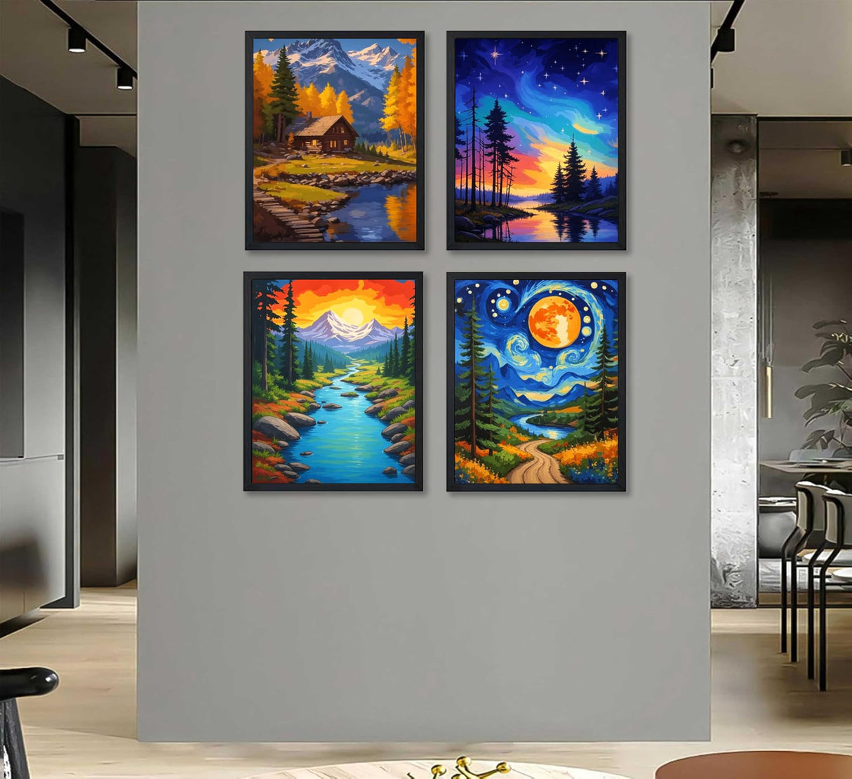 4Pack Paint by Number Kit for Adults 12x16inch Starry Night & Mountain Scenery DIY Painting Set, Acrylic Paint by Numbers, Art Craft for Home Decor Gifts Generic