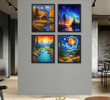 4Pack Paint by Number Kit for Adults 12x16inch Starry Night & Mountain Scenery DIY Painting Set, Acrylic Paint by Numbers, Art Craft for Home Decor Gifts Generic