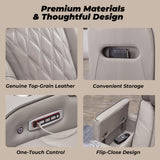 Signature Design by Ashley Boyington Contemporary Leather Match Power Reclining Loveseat with Console and USB Charging Ports, LED Lights and Adjustable Headrest, Light Gray Signature Design by Ashley