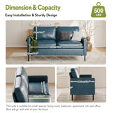 STHOUYN 57" W Faux Leather Loveseat w/ 2 USB, Small Loveseat Sofa w/Side Pockets, Wooden Frame Small Couch w/Metal Legs, Office Mini Couch for Dorm, Bedroom, Apartment (Blue, 2 Seater) STHOUYN
