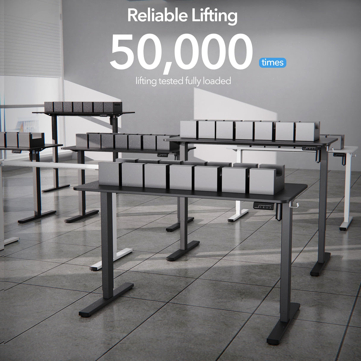 LongKe Electric Standing Desk Adjustable Height, Stand up Home Office Desk, 48x24 Inches Sit Stand Desk with Memory Preset, Black LongKe